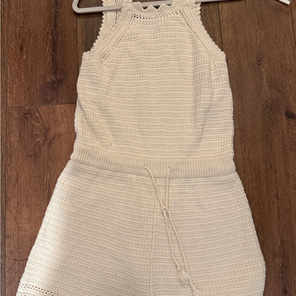 Universal Thread Cream Crochet Shorts Romper